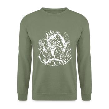 Sarcasme drôle Père Noël Chaos - Sweat-shirt Unisexe - vert militaire - Devant - Alina (178cm) & Michal (187cm)