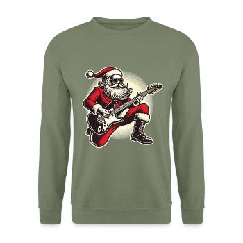 Rocking Santa Claus with guitar - Unisex Sweatshirt - army green - Front - Alina (178cm) & Michal (187cm)