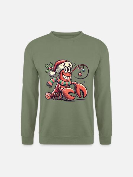 Fröhliche Weihnachten Hummer Cartoon - Unisex Pullover - Armeegrün