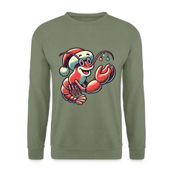 Christmas lobster with cap - Unisex Sweatshirt - army green - Front - Alina (178cm) & Michal (187cm)