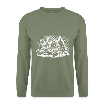 Électrocution du Père Noël sur le sapin - Sweat-shirt Unisexe - vert militaire - Devant - Alina (178cm) & Michal (187cm)
