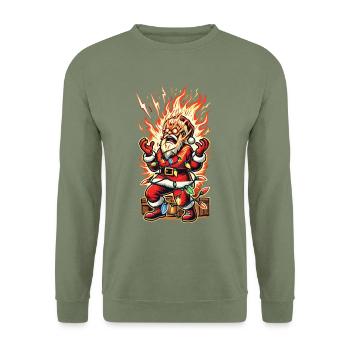 Le Père Noël se fait électrocuter - Sweat-shirt Unisexe - vert militaire - Devant - Alina (178cm) & Michal (187cm)