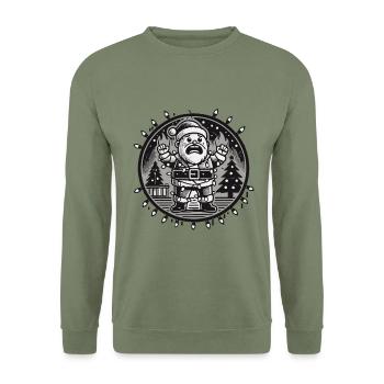 Électrocution de Noël Père Noël Rétro - Sweat-shirt Unisexe - vert militaire - Devant - Alina (178cm) & Michal (187cm)