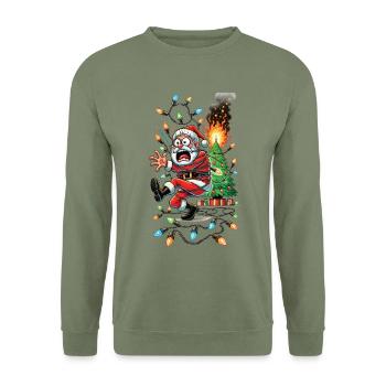 Père Noël Électrocution Chaos Désastre - Sweat-shirt Unisexe - vert militaire - Devant - Alina (178cm) & Michal (187cm)