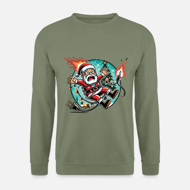 Weihnachtsmann Stromschlag Überraschung - Unisex Pullover - Armeegrün