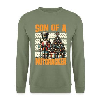 Fils d’un Casse-Noisette Humour de Noël - Sweat-shirt Unisexe - vert militaire - Devant - Alina (178cm) & Michal (187cm)