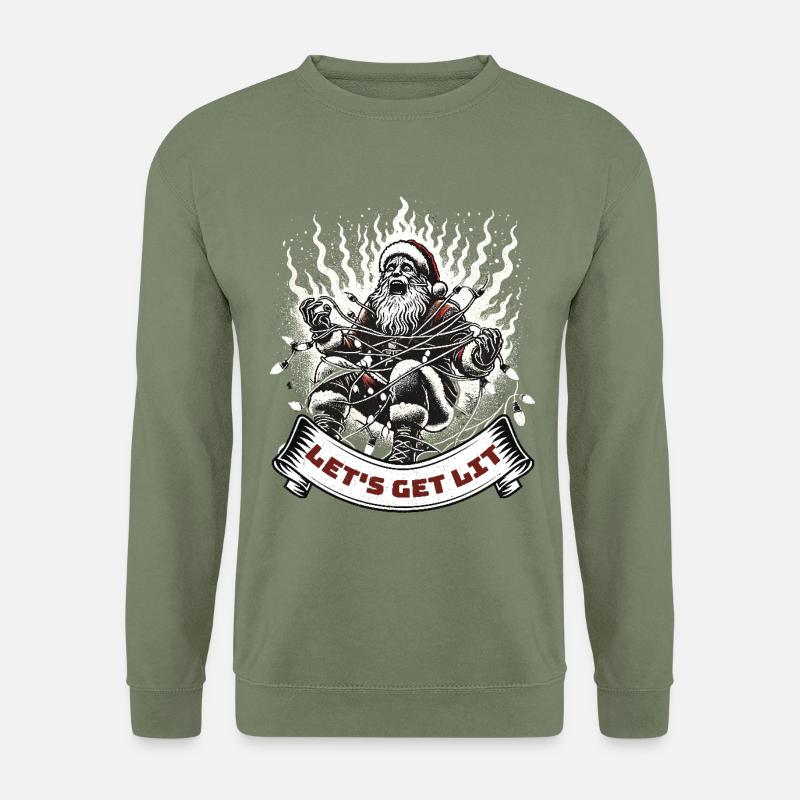 Weihnachtsmann Lichterkette Chaos - Unisex Pullover - Armeegrün