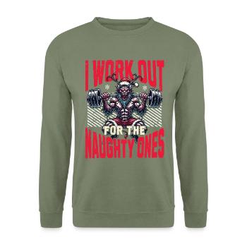 Krampus Trainiert Für Die Frechen - Unisex Pullover - Armeegrün - Vorne - Alina (178cm) & Michal (187cm)