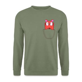 JE TE MANGE - Sweat-shirt Unisexe - vert militaire - Devant - Alina (178cm) & Michal (187cm)