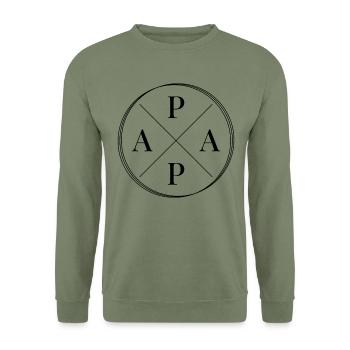 Papa - Unisex Pullover - Armeegrün - Vorne - Alina (178cm) & Michal (187cm)