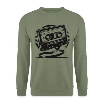 Vintage Cassette Tape - Retro Music Nostalgia - Unisex Sweatshirt - army green - Front - Alina (178cm) & Michal (187cm)