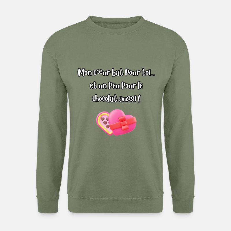 Humorvolle Schokoladen-Liebeserklärung - Unisex Pullover - Armeegrün