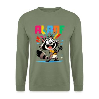Carnival Raccoon Cologne Alaaf Costume Cologne Funny - Unisex Sweatshirt - army green - Front - Alina (178cm) & Michal (187cm)
