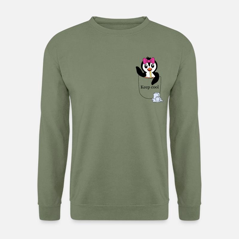 Pinguin in Brusttasche – Keep cool - Unisex Pullover - Armeegrün