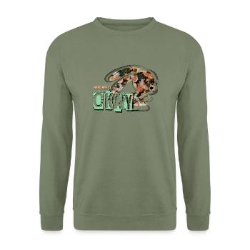 Everything is okay – cute flower bunny - Unisex Sweatshirt - army green - Front - Alina (178cm) & Michal (187cm)