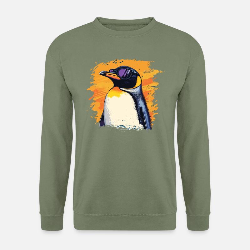 Pinguin cool Sonnenbrille Tiere Tier - Unisex Pullover - Armeegrün
