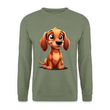 Cute Dachshund - Droll Dachshund - Unisex Sweatshirt - army green - Front - Alina (178cm) & Michal (187cm)