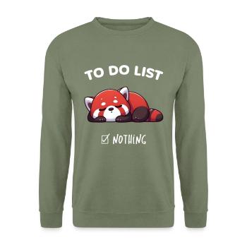 Cute Red Panda To Do List Lazy Animal - Unisex Sweatshirt - army green - Front - Alina (178cm) & Michal (187cm)