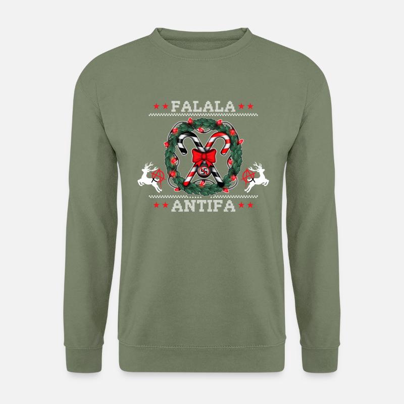 Pull de Noël moche : FALALA ANTIFA ! - Sweat-shirt Unisexe - vert militaire