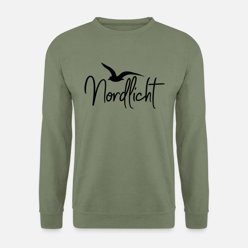 Nordlicht mit Möwe - Unisex Pullover - Armeegrün