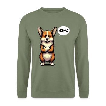 Nein Corgi Corgis Welsh Corgi Corgibesitzer Corgis - Unisex Pullover - Armeegrün - Vorne - Alina (178cm) & Michal (187cm)