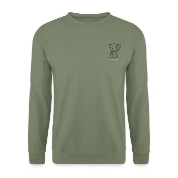 Coffee Club - Unisex Pullover - Armeegrün - Vorne - Alina (178cm) & Michal (187cm)