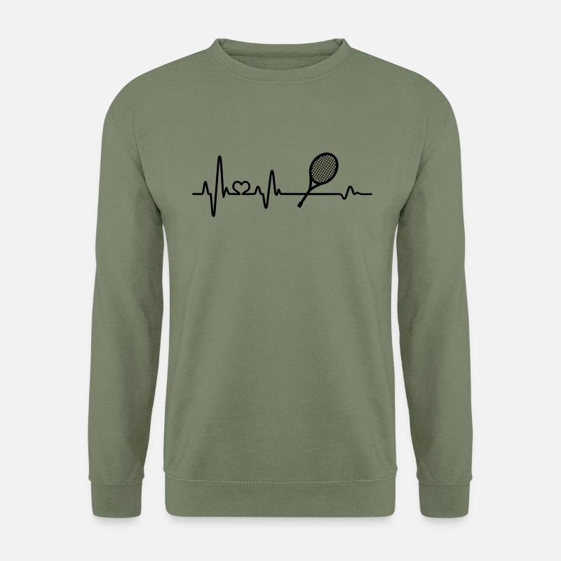 Liebe Tennis Herzschlag Tennisspieler Geschenkidee - Unisex Pullover - Armeegrün
