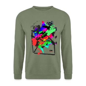 Freedom_25 by Acryl Gallery & Design - Unisex Sweatshirt - army green - Front - Alina (178cm) & Michal (187cm)
