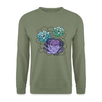 Sukkulenten - Unisex Pullover - Armeegrün - Vorne - Alina (178cm) & Michal (187cm)