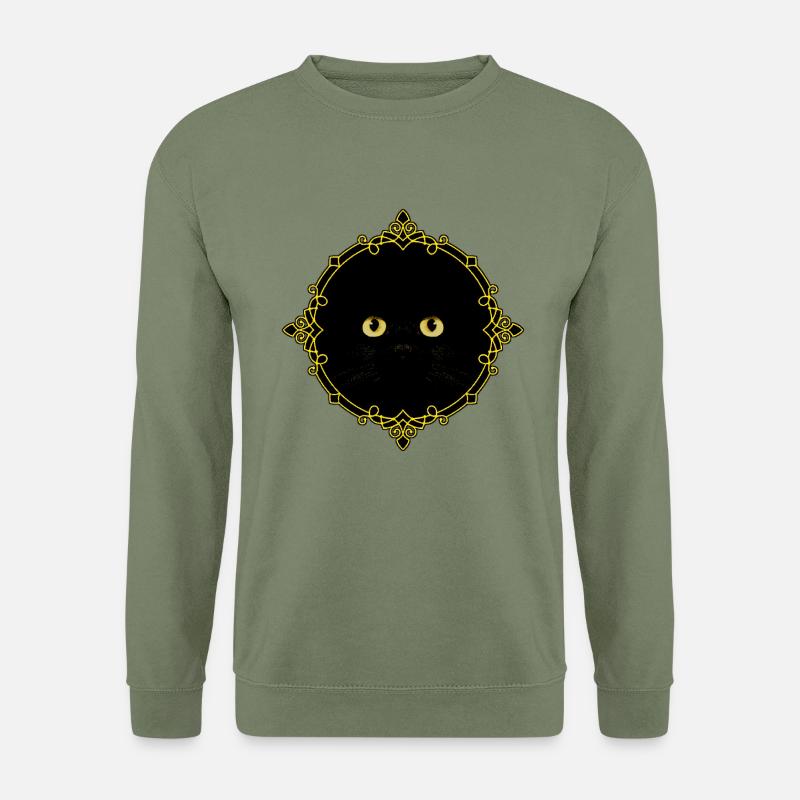 Schwarze Katze Abzeichen - Pixel Art - Unisex Pullover - Armeegrün