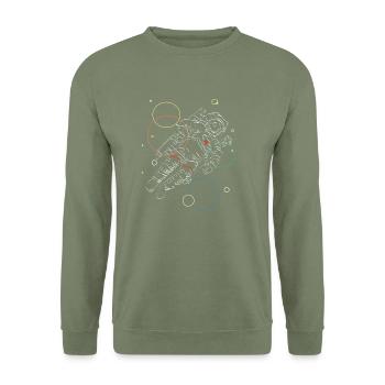 Schwebender Astronaut - Unisex Pullover - Armeegrün - Vorne - Alina (178cm) & Michal (187cm)