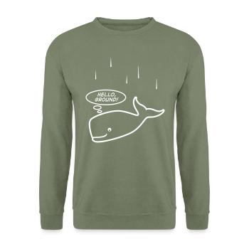 Hello ground! - Hitchhiker's guide to the galaxy - Unisex Sweatshirt - army green - Front - Alina (178cm) & Michal (187cm)