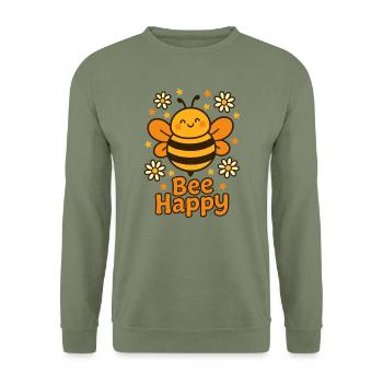 Abeille douce - Abeille heureuse - Sweat-shirt Unisexe - vert militaire - Devant - Alina (178cm) & Michal (187cm)
