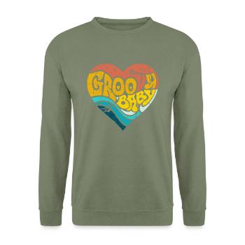 GroovyBaby - Unisex Sweatshirt - army green - Front - Alina (178cm) & Michal (187cm)