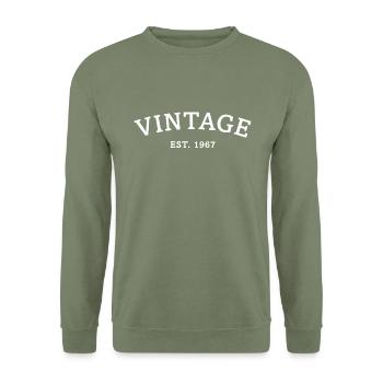 Vintage Est. 1967 Birthday Gift - Unisex Sweatshirt - army green - Front - Alina (178cm) & Michal (187cm)