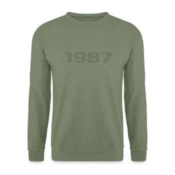 Geboren 1987 Retro Stripe Modernes Geburtstagsdesign - Unisex Pullover - Armeegrün - Vorne - Alina (178cm) & Michal (187cm)