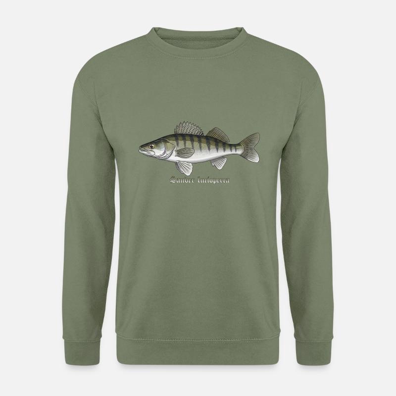 Zander Angeln Fischen Raubfisch - Unisex Pullover - Armeegrün