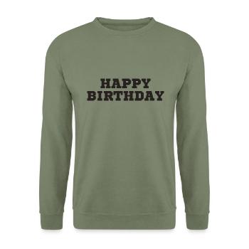Happy Birthday - Unisex Pullover - Armeegrün - Vorne - Alina (178cm) & Michal (187cm)