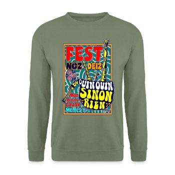 Mon biniou cause (du "ouin-ouin" sinon rien) - Sweat-shirt Unisexe - vert militaire - Devant - Alina (178cm) & Michal (187cm)