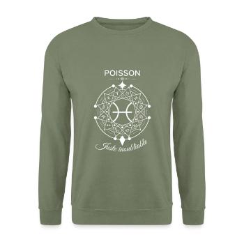Poisson Juste Inoubliable 1 - Sweat-shirt Unisexe - vert militaire - Devant - Alina (178cm) & Michal (187cm)