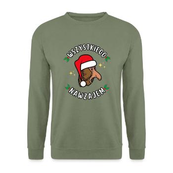 All Out - Lustiges Weihnachts-T-Shirt - Unisex Pullover - Armeegrün - Vorne - Alina (178cm) & Michal (187cm)