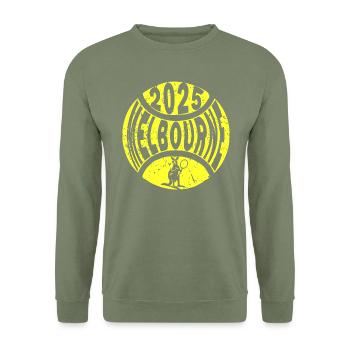 T-shirt à capuche du tournoi de tennis australien jaune - Sweat-shirt Unisexe - vert militaire - Devant - Alina (178cm) & Michal (187cm)