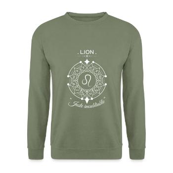 Lion Juste Inoubliable B - Sweat-shirt Unisexe - vert militaire - Devant - Alina (178cm) & Michal (187cm)