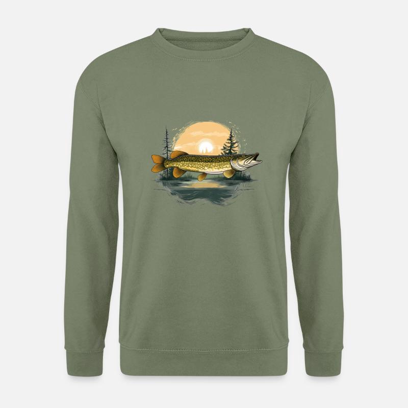 Hechtfischer Design - Unisex Pullover - Armeegrün