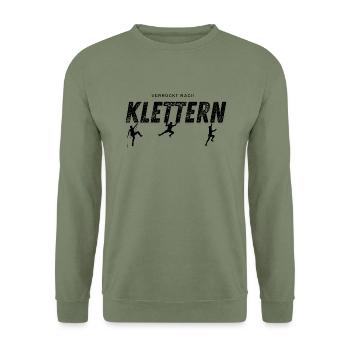 Fou d’escalade - Escalade - Sweat-shirt Unisexe - vert militaire - Devant - Alina (178cm) & Michal (187cm)