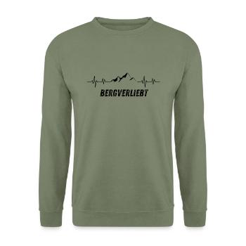Fréquence cardiaque amoureuse de la montagne - Sweat-shirt Unisexe - vert militaire - Devant - Alina (178cm) & Michal (187cm)