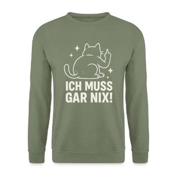 chat paresseux - déclaration disant - je n’ai rien à faire - Sweat-shirt Unisexe - vert militaire - Devant - Alina (178cm) & Michal (187cm)