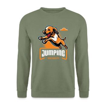Jumping Agility Dog - Unisex Pullover - Armeegrün - Vorne - Alina (178cm) & Michal (187cm)