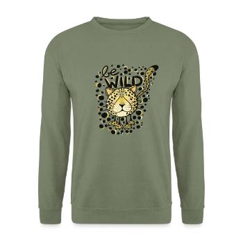Guépard soyez sauvage - Sweat-shirt Unisexe - vert militaire - Devant - Alina (178cm) & Michal (187cm)