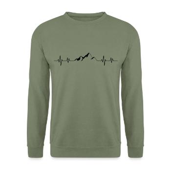 Mountain Heart Rate Hiking - Unisex Sweatshirt - army green - Front - Alina (178cm) & Michal (187cm)